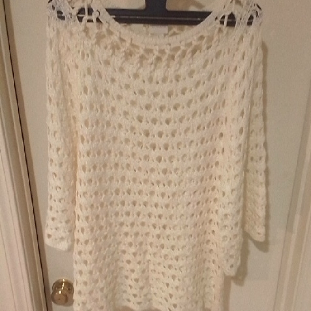 Chico's Cream Off-the-Shoulder Sweater